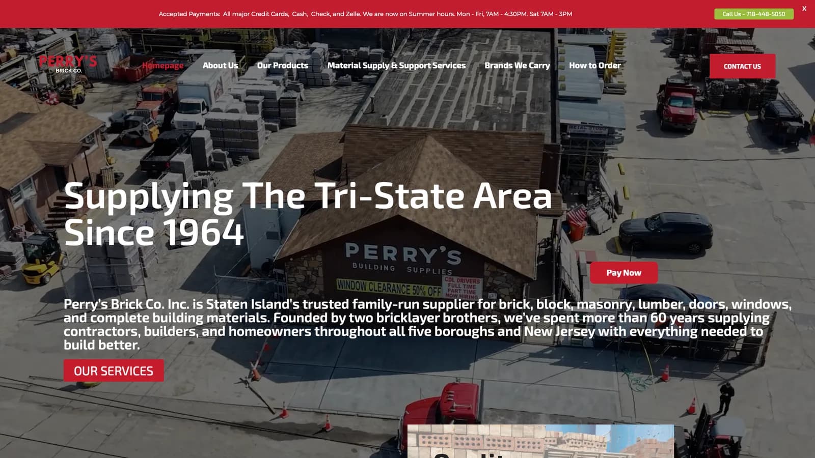 Perry's Brick Co. website, built by Insight Media