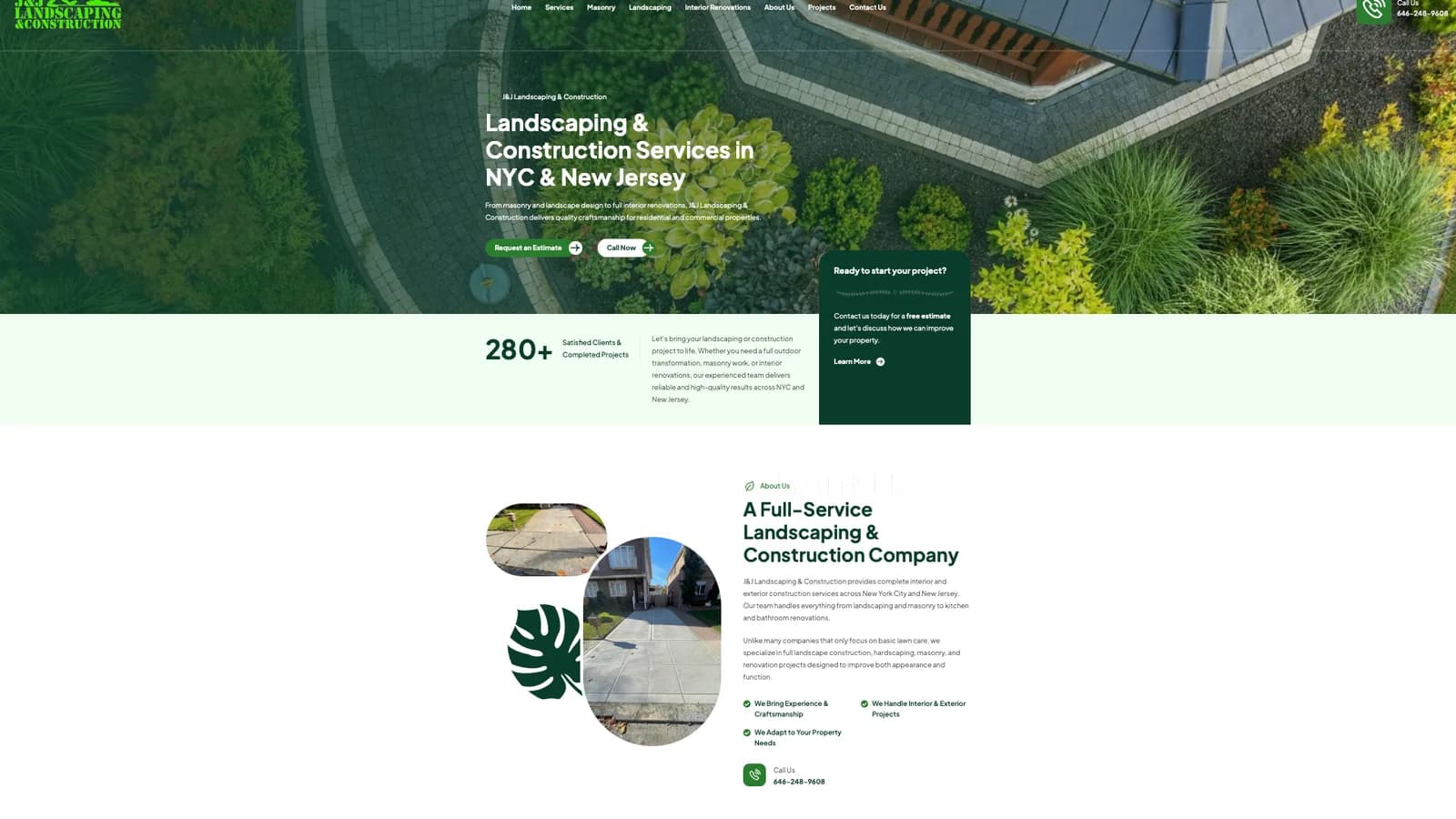 J&J Landscaping & Construction website, built by Insight Media